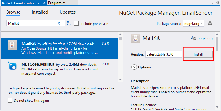 mailkit asp.net core