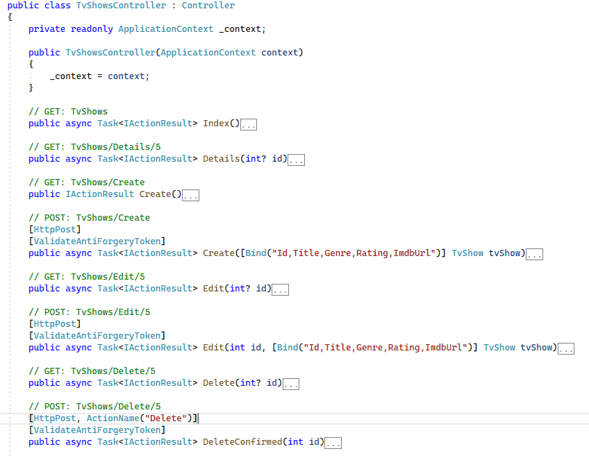 scaffolding controller in mvc