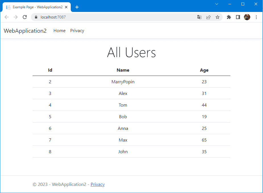 asp.net вывод данных из бд