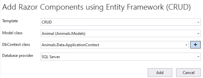 blazor component with crud